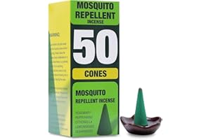 ELMEPLH Mosquito Repellent Incense Cones 50 Pcs - Natural Citronella Incense Cones for Camping, Patio, Hiking,Outdoor, etc