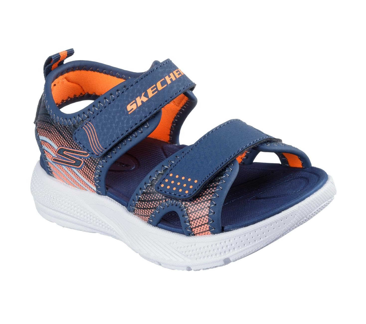 Microspec-Splash Sandal, Navy/Orange, 10 Toddler