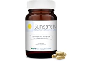 Sunsafe Rx Anti Aging Supplement: Natural Skin Protection Pills with Antioxidants for a Youthful Appearance & Eye Health + Vitamins, Minerals, & 250mg Polypodium Leucotomos (60 Capsules)