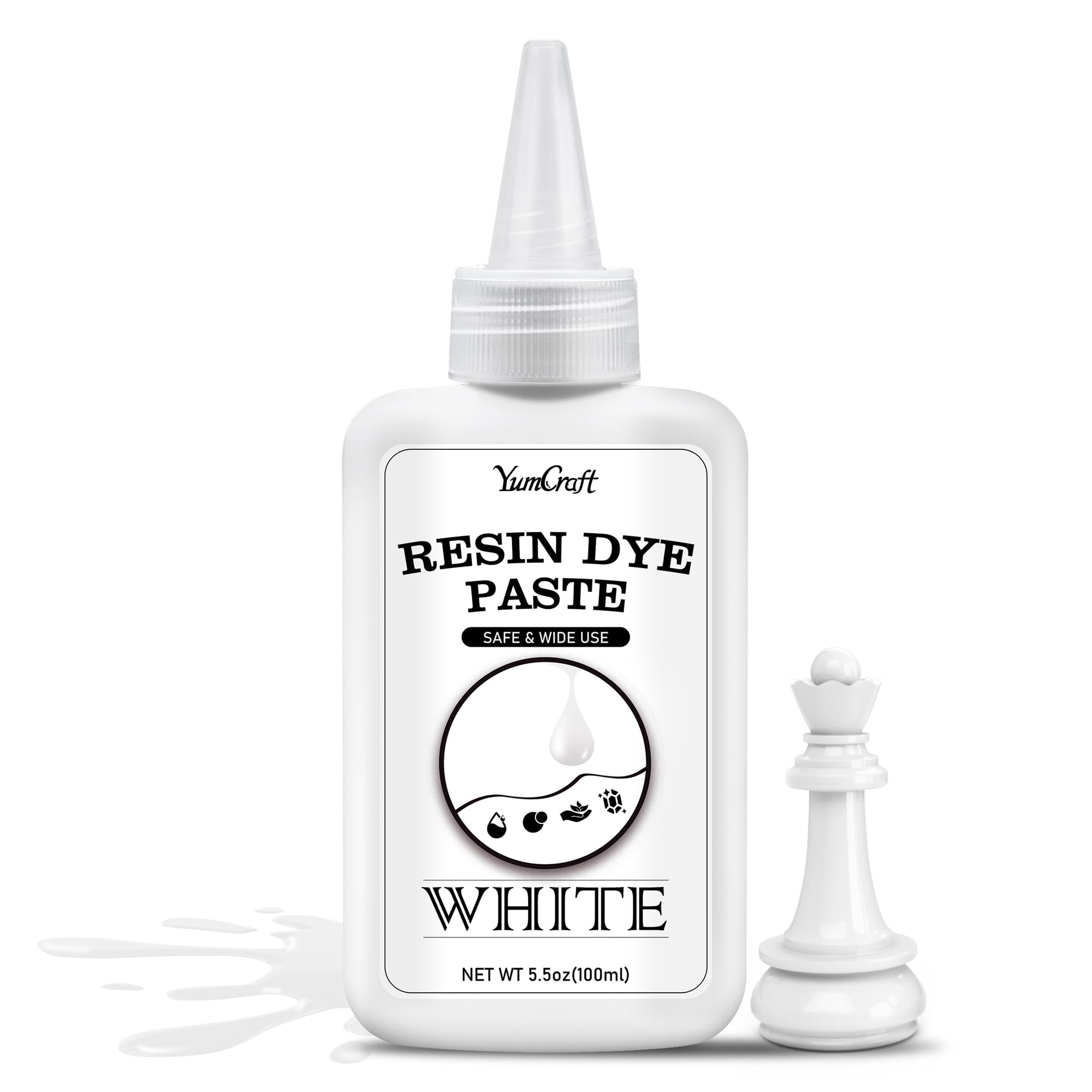 White Epoxy Resin Pigment Paste - 156g High Concentrated White Resin Dye Paste for Resin Ocean Waves, Cells, Lacing, UV Resin Art - Opaque Colour Pigment for Painting, Coaster, Crafts
