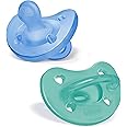 Chicco PhysioForma 100% Soft Silicone One Piece Pacifier for Babies 6-16 Months | BPA & Latex Free | Reusable Case | Blue/Green, 2pk
