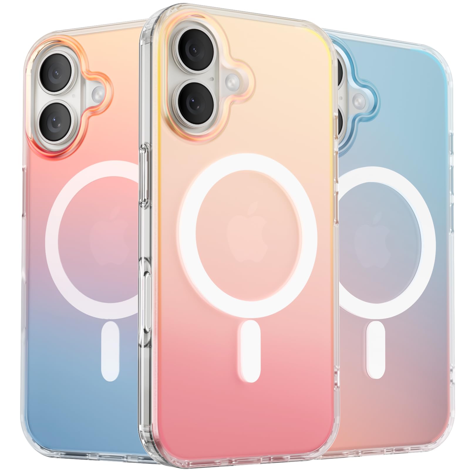 ORNARTO Compatible with iPhone 16 for MagSafe Case,Shockproof Protective Rainbow Case,Wireless Charging Magnetic Phone Cases Cover 6.1 inch-Sunset