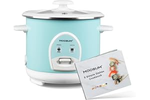 MOOSUM Electric Rice Cooker with One Touch for Asian Japanese Sushi Rice, 3-cup Uncooked/6-cup Cooked, Fast&Convenient Cooker with Ceramic Nonstick Coating inner pot, Auto Warmer