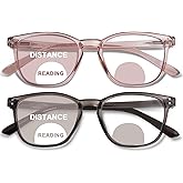 ZESAKER Bifocal Reading Glasses for Women Blue Light Blocking Clear Top Bifocal Computer Readers with Spring Hinges