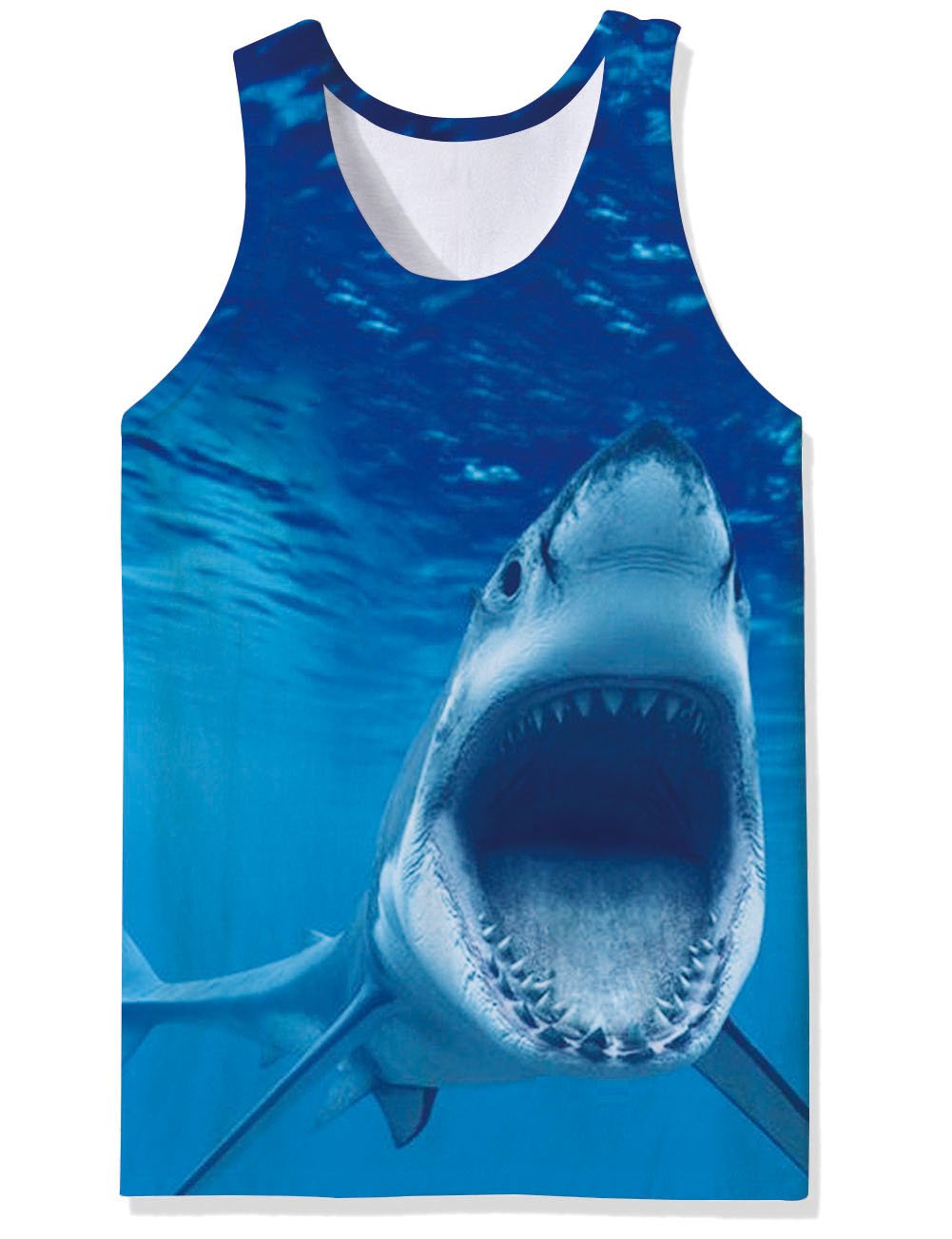 RAISEVERN Mens Blue Shark Tank Top for Summer Casual Funny Sleeveless Tees XL