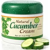 Bargz Cucumber Face Cream 4 oz 113g Non Greasy Moisturizer with Cucumber Extract Aloe Chamomile Ginseng Herbal Blend Hydrating Soothing Anti Aging Cream for Dry Sensitive Skin Fine Lines Wrinkles