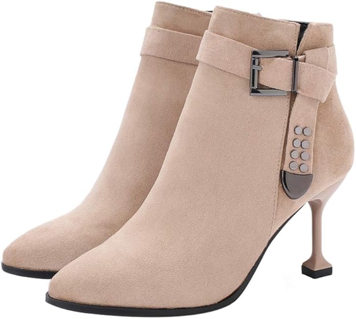 Happyyami Womens Ankle Boots High Heels Stiletto Zipper Autumn Winter