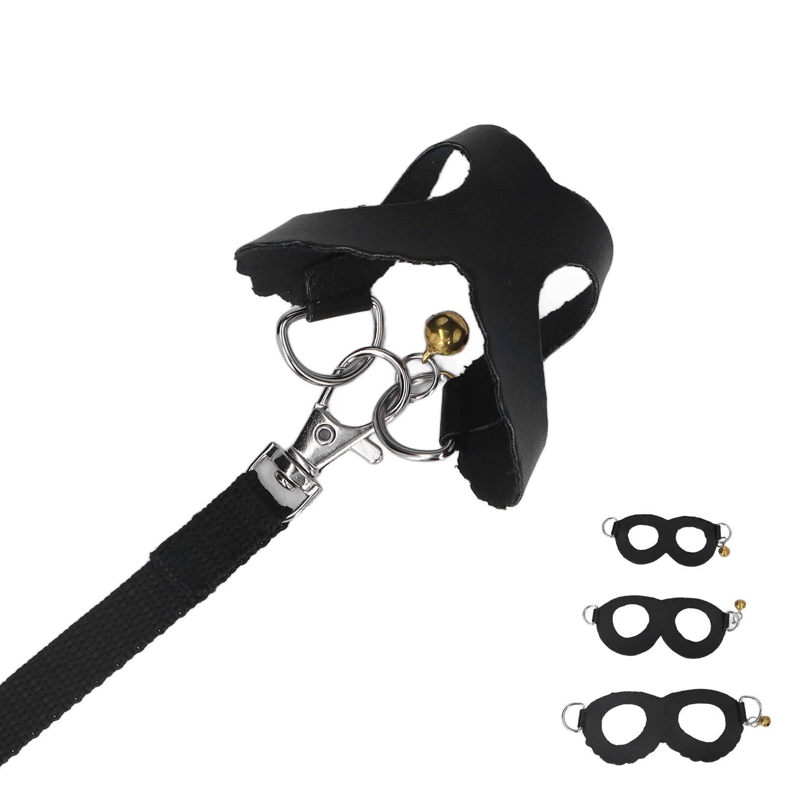 Hamster Harness and Leash Set with Bell, Soft Faux Leather No Pull Small Animal Vest for Ferret Rat Guinea Pig, Adjustable Walking Lead for Small Pets