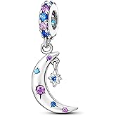 NUJIFFY 925 Sterling Silver Charms Bead for Bracelets Necklaces, Star Moon Crescent Sun Solar Pendent, Blue Ocean Starfish Shells Turtle Crab Starry Sea Cute Jewelry Birthday Gifts for Women Men