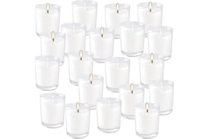 WFMOLCAND 20 Pack Warm White Unscented Clear Glass Filled Votive Candles. Hand Poured Wax Candle Ideal Gifts for Aromatherapy Spa Weddings Birthdays Holidays Party (Warm White)