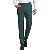 Lars Amadeus Men's Dress Plaid Pants Flat Front Printed Business Check Trousers