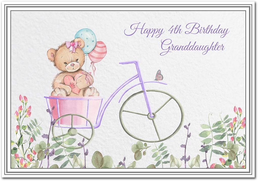 Happy 4th Birthday Granddaughter Card Premium Quality Children’s