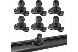 Vkinman 6 Pcs L-Track Double Lug Threaded Stud Nut Fitting 6000 LBS for Truck Trailer RV ATV Cargo Control Black