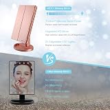 WEILY Trifold Makeup Mirror 1x/2x/3x LED Touch Screen Rose Gold view 3