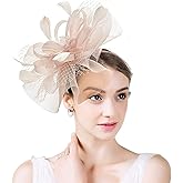 TLMNU Sinamay Fascinator Hat Floral Feather Pillbox Derby Hats for Women Wedding Tea Party with Headband Clip