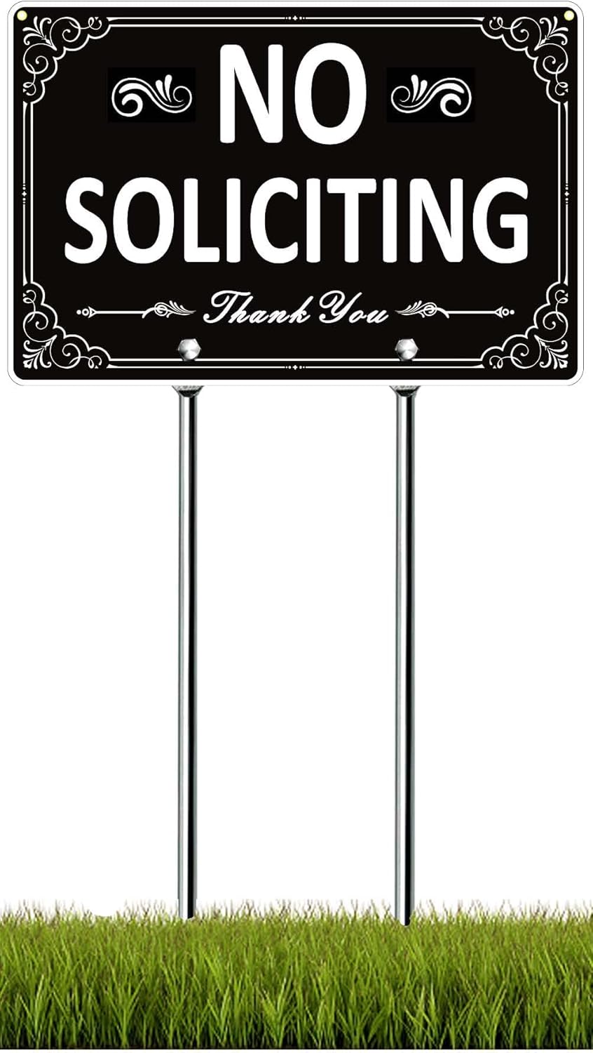 Yard Signs - KooMate No Soliciting Sign for House - All Metal Construction - No Soliciting Yard Sign with Stake - 11.8
