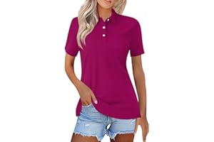 YUTANRAL Polo Shirts for Women 2024 Short Sleeve Summer Tops Button V Neck Business Casual Collared Shirts Dressy Blouses