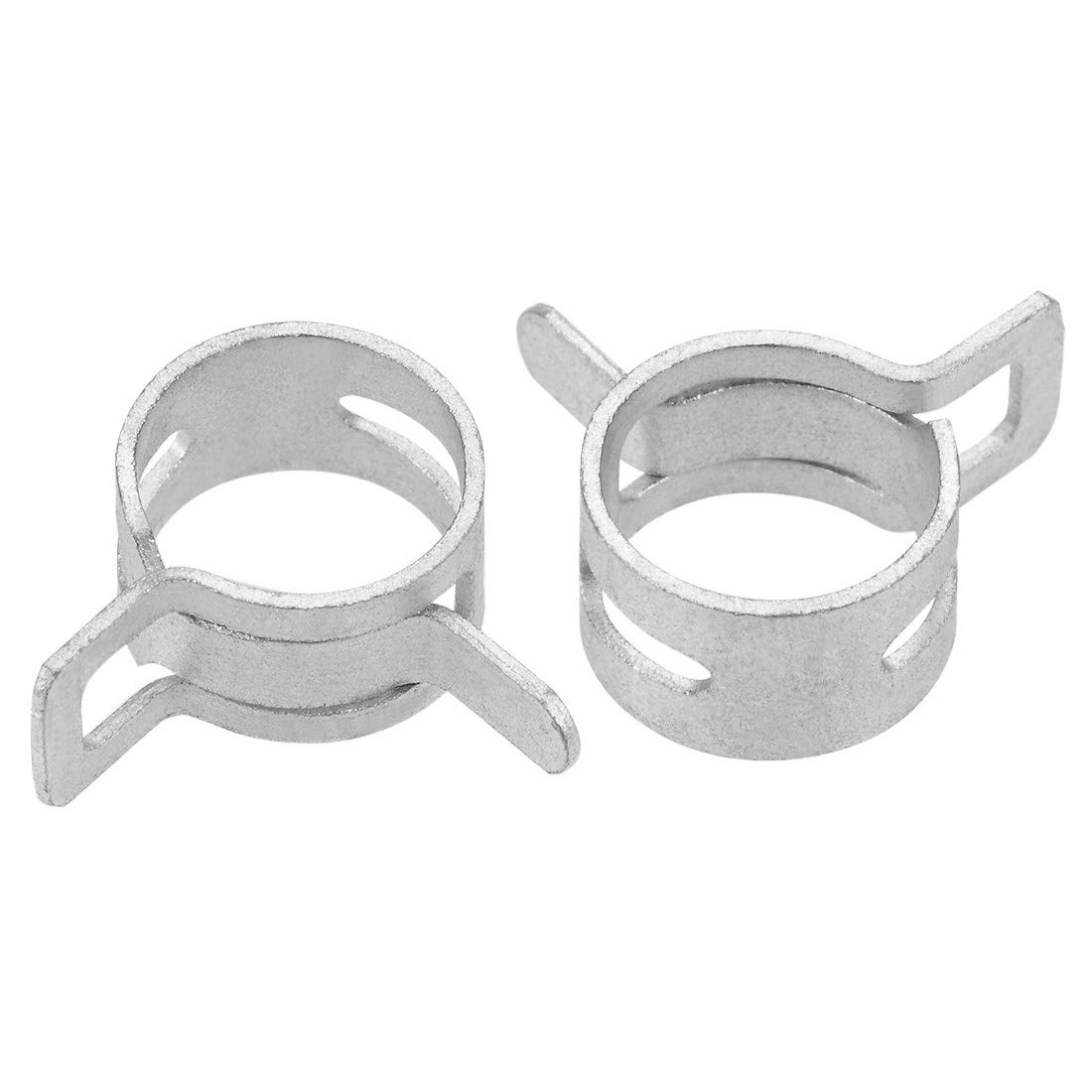 uxcell Spring Band Type Clamp 12mm Inner Dia Fit 12.5-13.2mm OD Hose Fuel Line Silicone Tube Clips Clamp Silver Manganese Steel 20Pcs