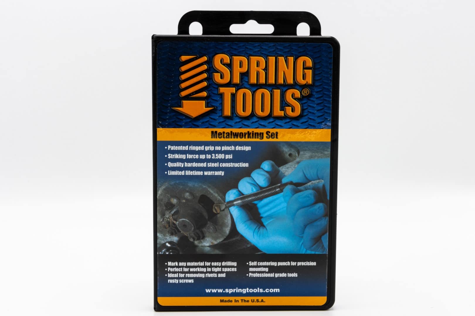 SpringTools AMA996 4 Piece Metalworking Set with High Speed Steel Center Punch, Self Centering Center Punch, 5/16-Inch Cold Chisel, Combination Prick Punch & Center Punch.