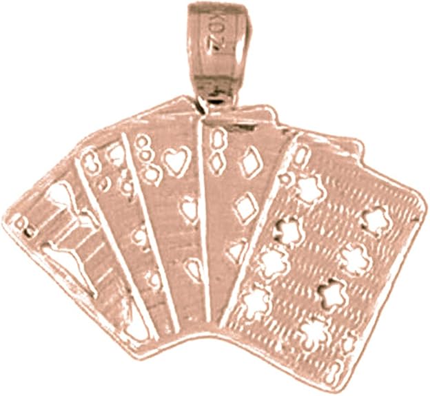 14K Rose Gold Playing Cards, Straight Pendant Necklace 24 mm Amazon
