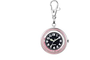 JewelryWe Key Chain Watch Rhinestone Luminous Hands Quartz Pocket Watch FOB Clip-on Belt Novelty Key Ring Watches for Men Women