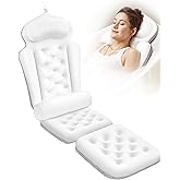Full Body Bath Pillow for Tub, Thick Bathtub Cushion Mat with Neck, Back & Lumbar Support - Luxury Spa Bathroom Accessories, White