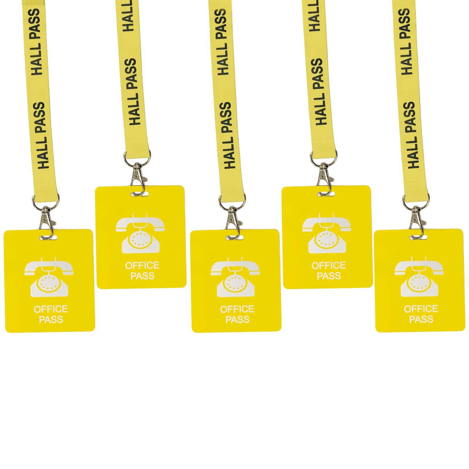 Hall Pass Lanyards with Card Passes, Unbreakable School Classroom Passes Set for Teacher Parents (Hall Bathroom Library Office & Nurse),5 Pcs (Office)