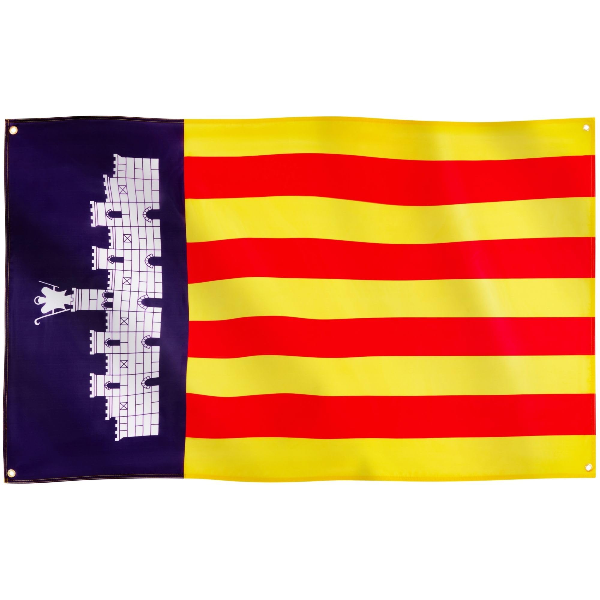 Runesol Mallorca Flag - 91x152cm, 3ft x 5ft, 4 Grommets, Eyelet In Every Corner, Spanish Regional, Mallorcan, Majorca, Premium, Inside/Outside Banner, Vivid Colours — image 1