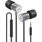 LUDOS Ultra Wired Earbuds in-Ear Headphones, 5 Years Warranty, Earphones with Microphone, Noise Isolating Ear Buds, Memory Foam for iPhone, Samsung, School Students, Kids, Women, Small Ears - Grey
