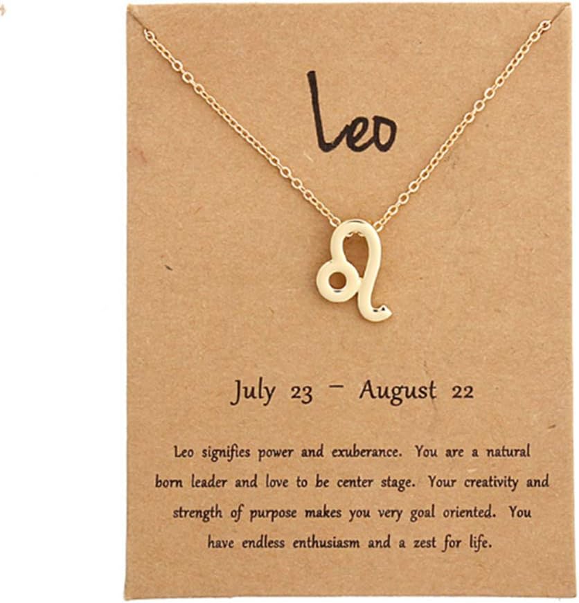 Madlst Leo Necklace Message Card 12 Constellations Necklace Women Jewelry 12 Zodiac Sign Tag Pendant Necklace Birthday Gifts