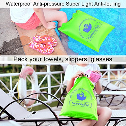 ZEPST Waterproof Swimming Bag Inflatable, Multi-purpose Carrying Bag Dry Bag and Air Pillow Cushion for the Beach Backpacking Swimming Kayaking and Outdoor Camping (Green)