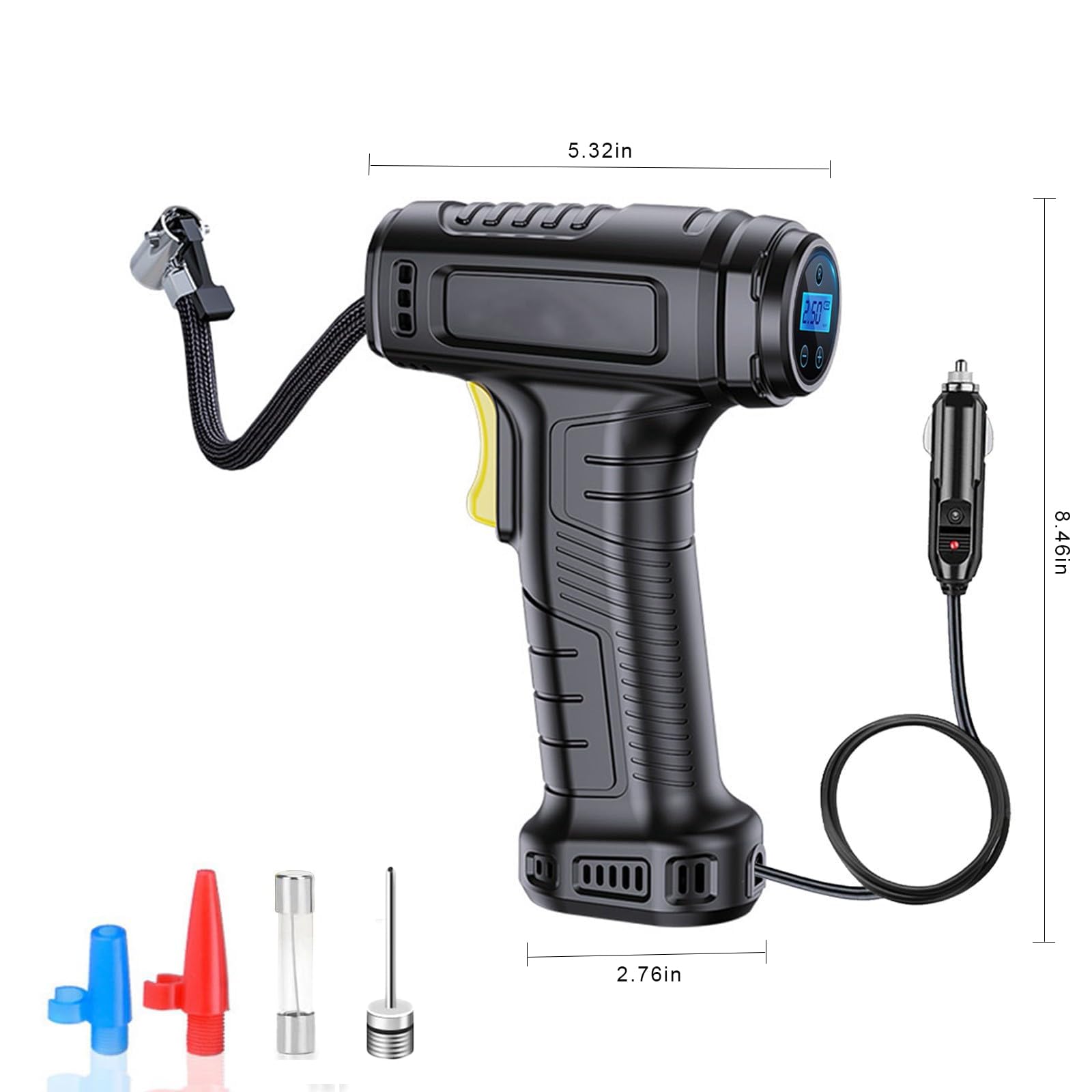 Portable Air Compressor Air Pump for Car, 150PSI Tire Inflator with LED Flashlight, Tires 12V Auto Tire Pump with Digital Pressure Gauge, Inflator for Car Tires, Motorcycle, Bike, Ball