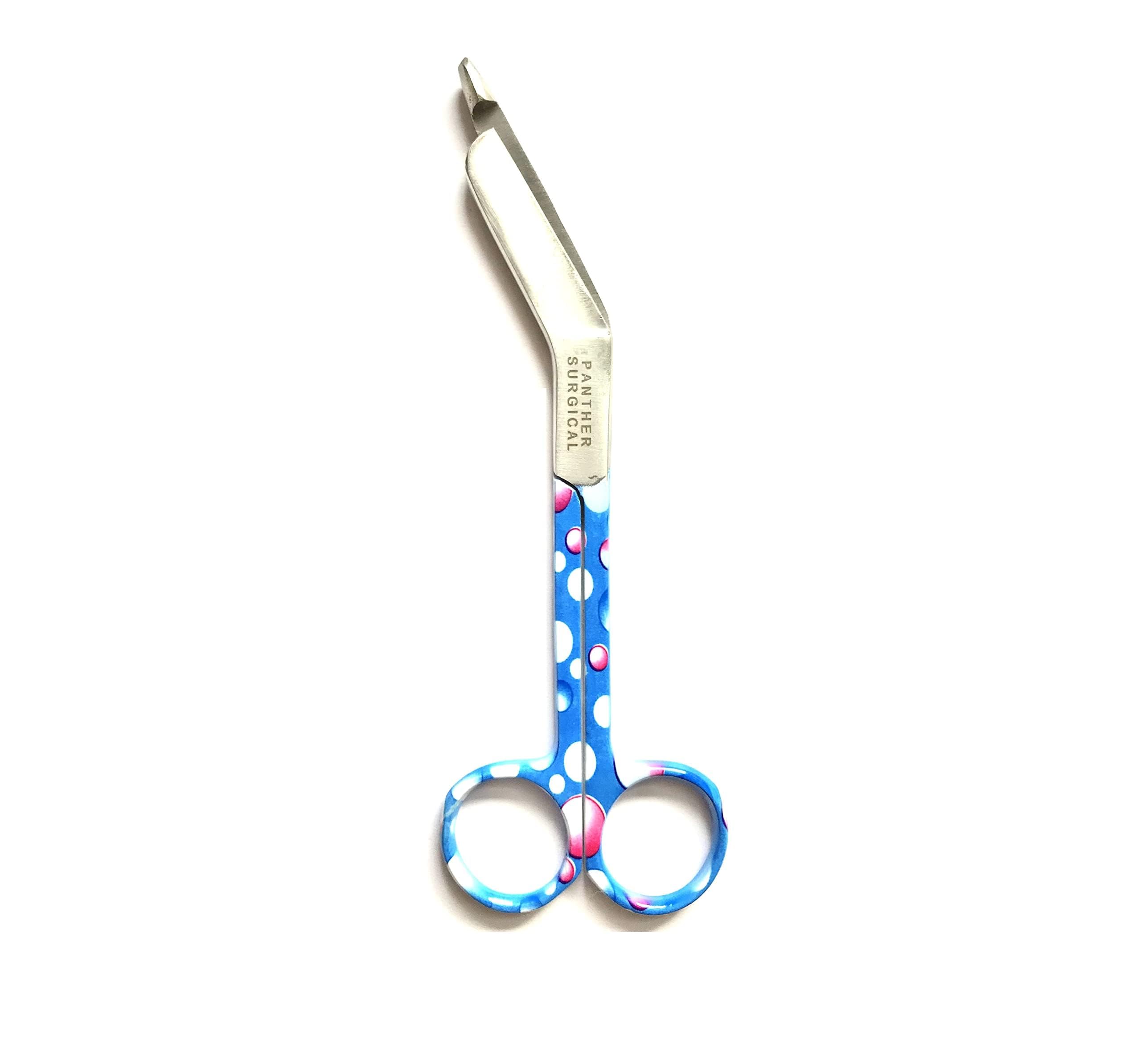 Stainless Steel 5.5 inch Tough Cut Heavy Duty Trauma Shears Lister Bandage Scissors Multi Colored First Aid Utility First Aid Bandage Scissors (Bubble Pattern)