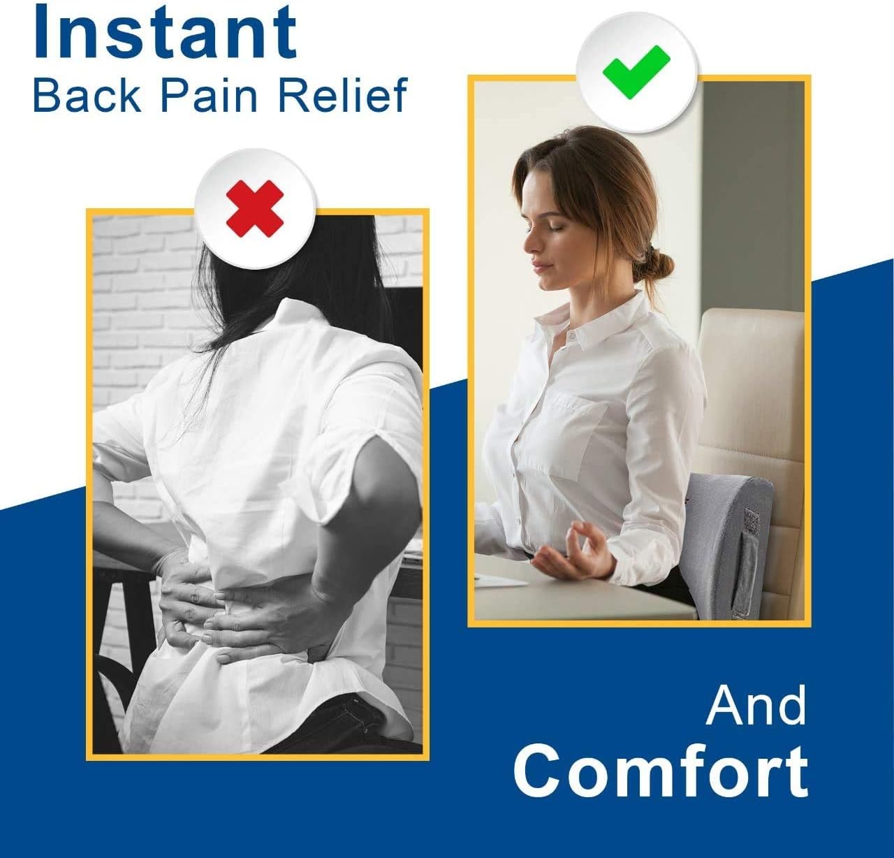 Lumbar Support Back Pillow Cushion - 100% Memory Foam to Protect & Soothe Lower Back, Pain Relief, Orthopedic, Velvet Washable Cover, Cool Gel, Adjustable Straps Ideal Gift Home Office Chair Car Seat: Home & Kitchen
