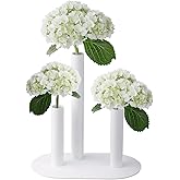 Gartely Exquisite Table Stem Vase, Stainless Steel, White, Modern Metal Tube Bud Vase for Weddings & Home Decor