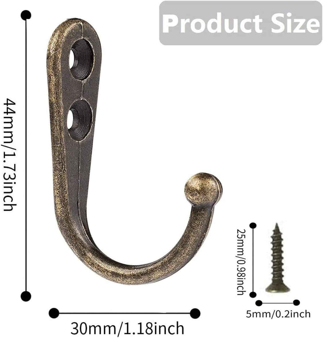 Namvo 20 Pieces Large Coat Hooks Wall Single Mounted Hook Hangers with 40 Pieces Screws,Perfect Use in Bedroom Bathroom Kitchen Green Bronze - Image 3