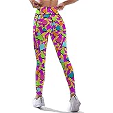 80s 90s Outfit Tummy Control Yoga Pants for Women with Pockets, High Waist Running Sports Workout Yoga Leggings
