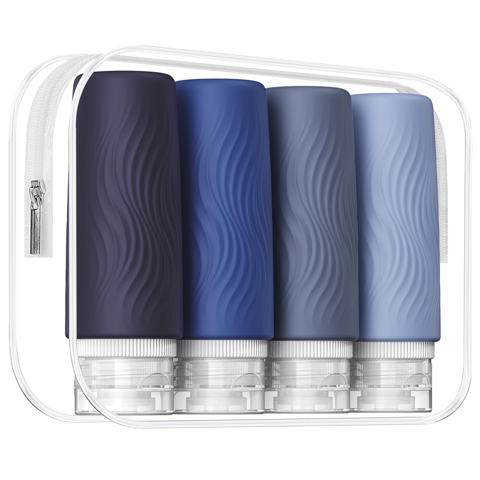 Photo 1 of kuangre Travel Bottles for Toiletries, TSA -Approved 3oz Portable Bottles, BPA-Free Leak Proof Squeezable Silicone Size Containers, Travel Accessories with Clear Toiletry Bag (4 Pack)LPNPMEY8779452
