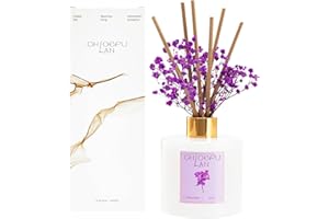 Chloefu Lan Lilac Diffuser, 6.7 oz Natural Essential Scented Oil with Diffuser Sticks, Best for Bathroom Decor, Living Room Decor, Home & Office Decor, Aromatherapy Diffuser Oil Gift Set