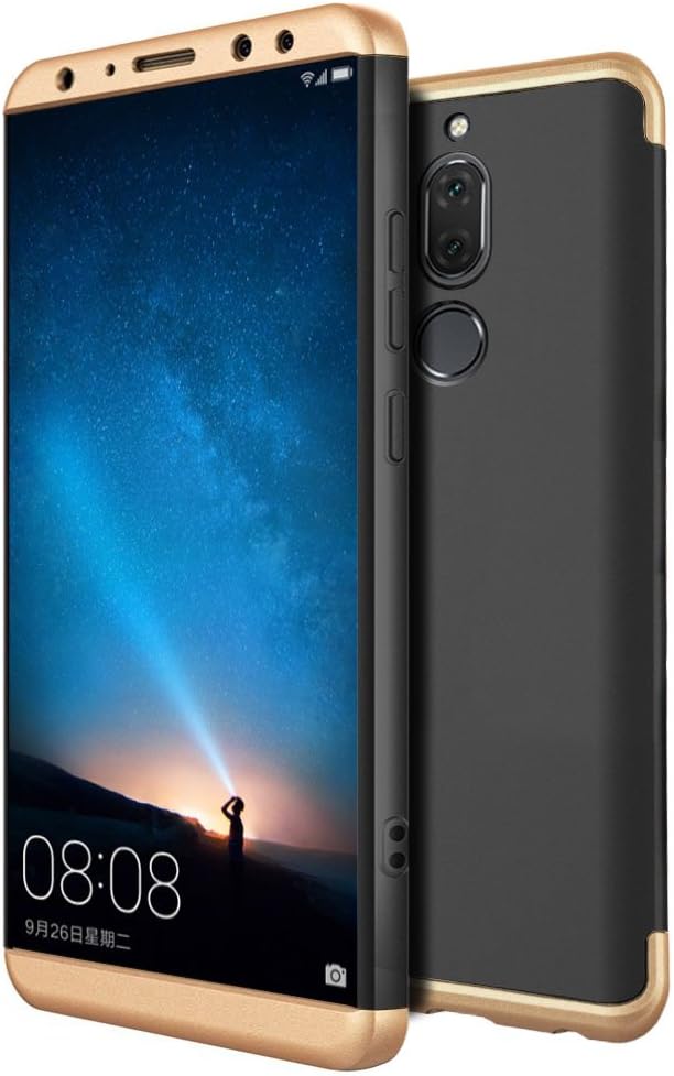 Huawei Mate 10 Lite Case, Eabuy Hybrid 3 in 1 Combination Protection Hard PC Matte Finish Anti-Scratch Anti-Slip Case Cover for Huawei Mate 10 Lite/Nova 2i / Honor 9i Black Gold