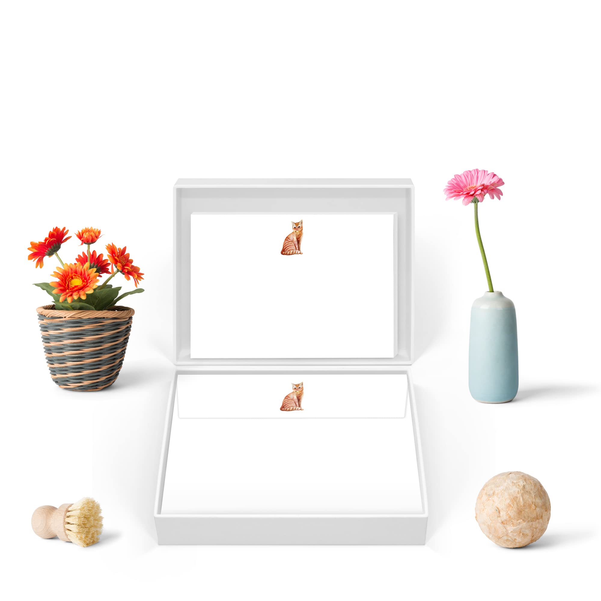 Me Loovely Ginger Cat Flat Notecard And Envelopes Set A6 Size Greeting Card All Occasions Notecards For Birthday Thank You & Invitation | Christmas Gifts (Pack of 40)