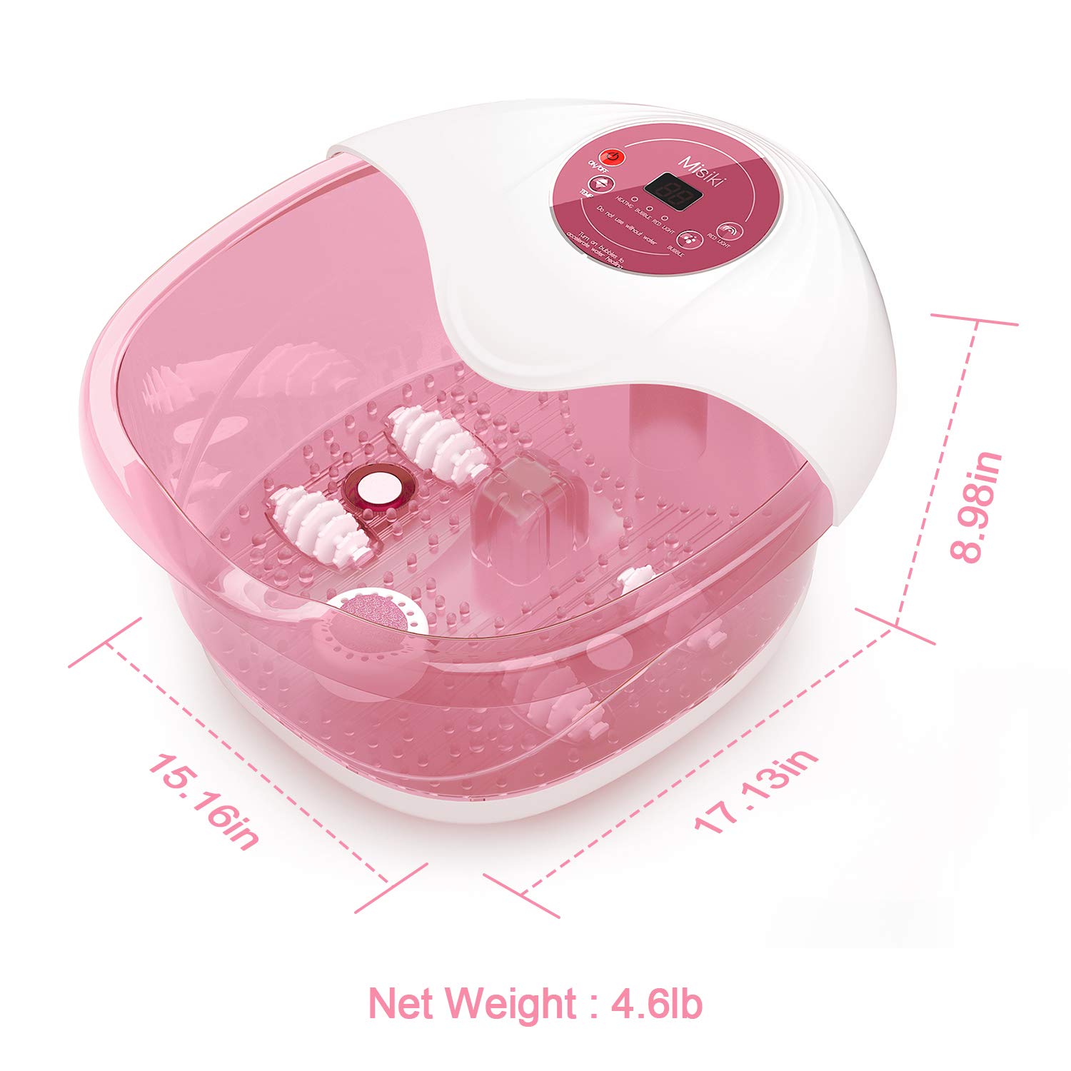 Foot Spa Misiki Foot Bath Massager with Heat Bubbles Vibration and Auto Shut-Off, 4 Massage Rollers and Pedicure Stone for Acupressure Shiatsu Massage to Relieve Feet Muscle Pain …: Beauty