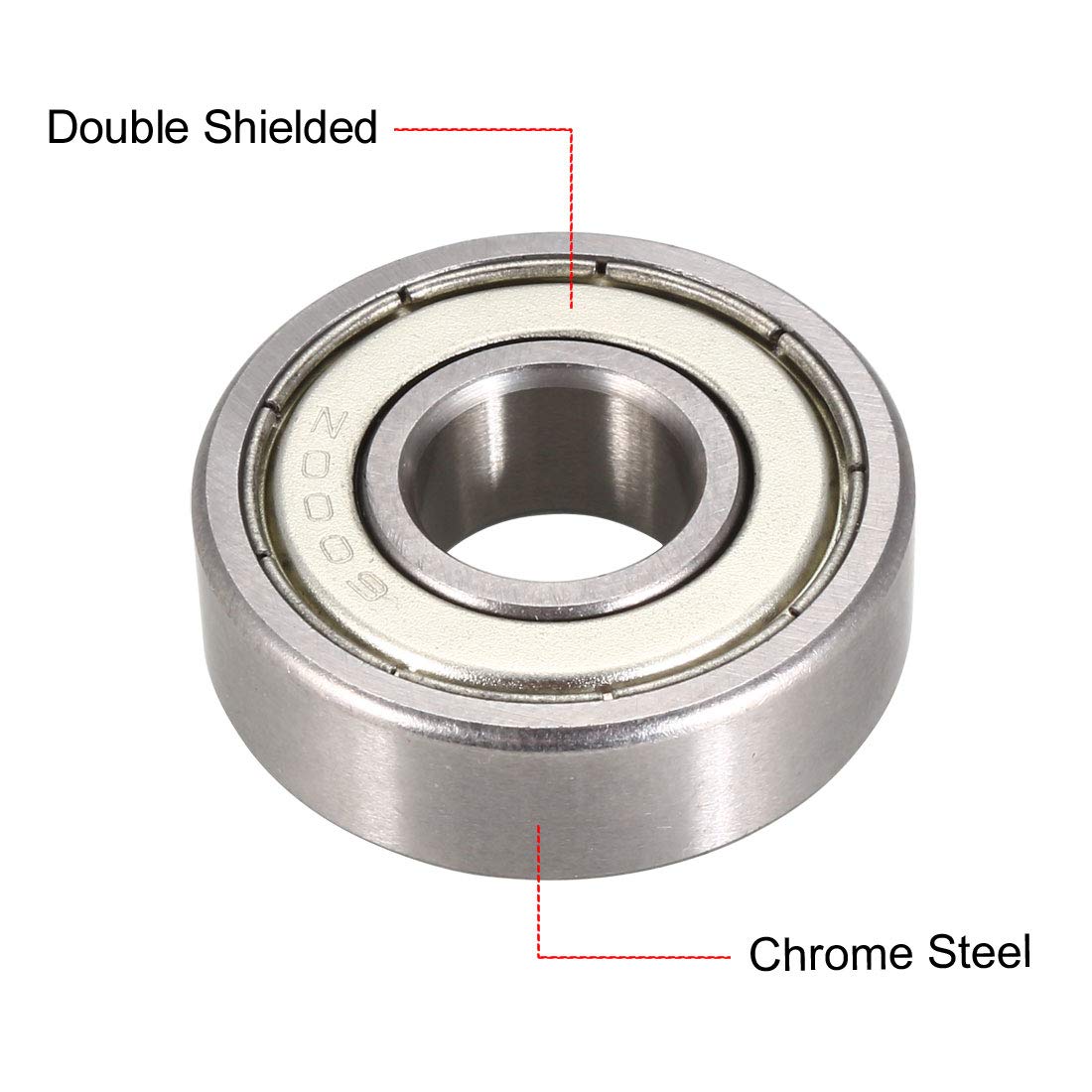 sourcing map 6000ZZ Deep Groove Ball Bearing 10x26x8mm Double Shielded Chrome Steel Bearings 5 Pack, 10mmx26mmx8mm - Image 3