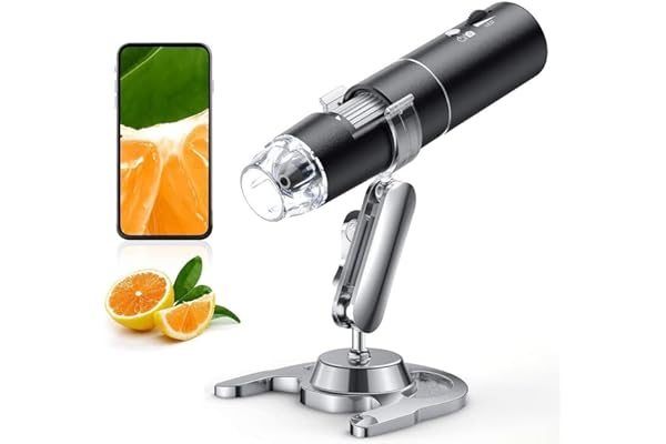 Wireless Digital Microscope, Skybasic 50X-1000X Magnification WiFi Portable Handheld Microscopes with Adjustable Stand HD USB Microscope Camera Compatible with iPhone Android iPad Windows Mac Computer
