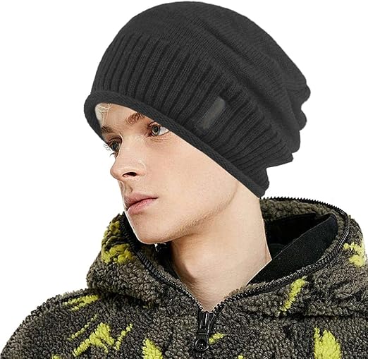 mens fleece lined beanie hats