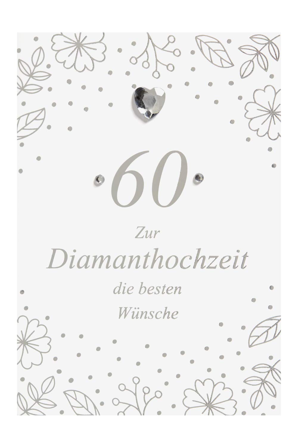 Diamond Wedding Anniversary Lifestyle Textcard with Heart Crystal 4.5" x 6.5"