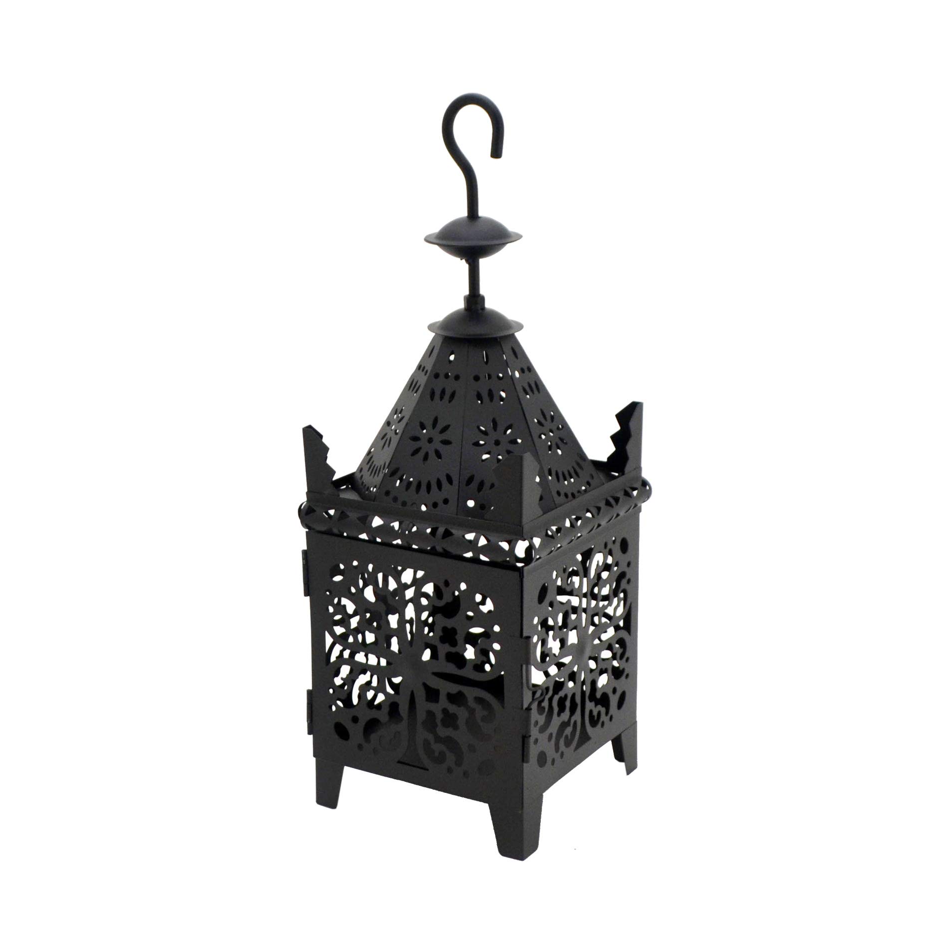 Rebecca Mobili Hanging Lantern, Black Candle Holder, Metal, For Home Garden Decor - Measurements: 38 x 14 x 14 cm (HxWxD) - Art. RE6554