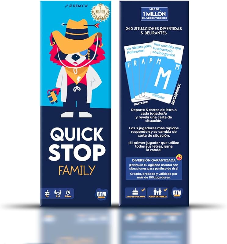 Quickstop Family – El Juego de Mesa Más Divertido para Toda la Familia | a Partir de 6 años, de 2 a 7 Jugadores y Reglas en 1 min - Juego de Viaje