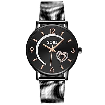 UINGKID Damen Armbanduhr Analog Quarz Casual Edelstahl Mesh Belt Watch Einfache Zifferblatt Quarz Uhr