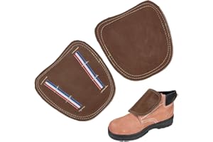 CALFOVERA 2Pcs Cowhide Leather Welding Boot Cover Safety Shoe Foot Lace Protector Heat Resistant Unisex Work Boot Covers Toe 